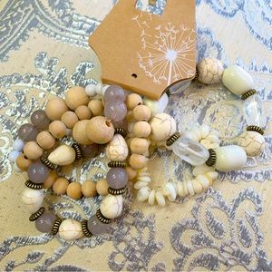 Neutral tone beaded bracelet set